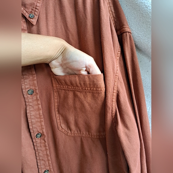 Men's Burnt Orange Ruff Hewn Long Sleeve Button Down Shirt - Picture 4 of 10